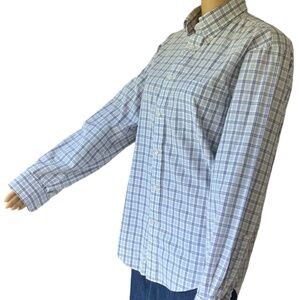 Land's End Men's Long Sleeve Striped 100% Cotton Oxford Dress Shirt - Size 15
